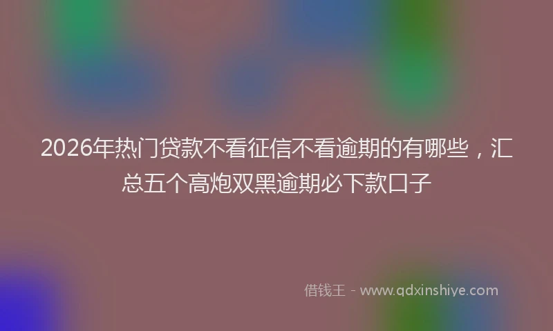 2026年热门贷款不看征信不看逾期的有哪些，汇总五个高炮双黑逾期必下款口子