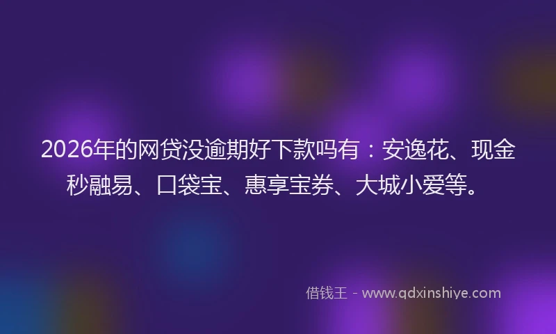 2026年的网贷没逾期好下款吗有：安逸花、现金秒融易、口袋宝、惠享宝券、大城小爱等。