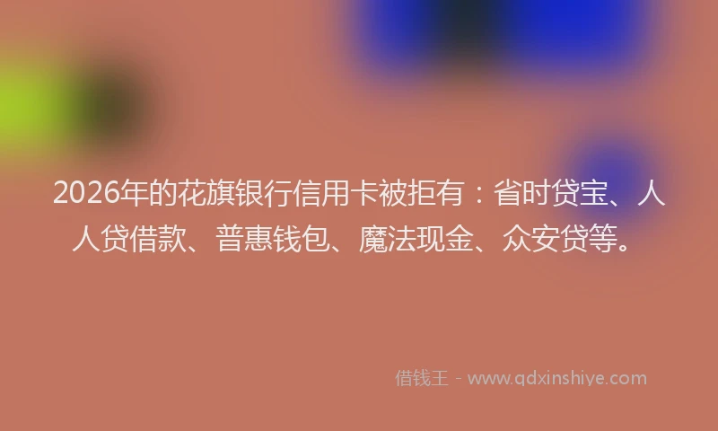 2026年的花旗银行信用卡被拒有:省时贷宝、人人贷借款、普惠钱包、魔法现金、众安贷等。
