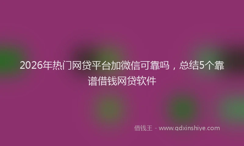 2026年热门网贷平台加微信可靠吗，总结5个靠谱借钱网贷软件