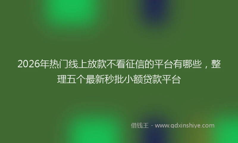 2026年热门线上放款不看征信的平台有哪些，整理五个最新秒批小额贷款平台