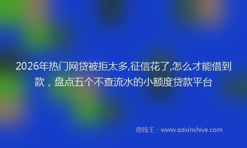 2026年热门网贷被拒太多,征信花了,怎么才能借到款，盘点五个不查流水的小额度贷款平台