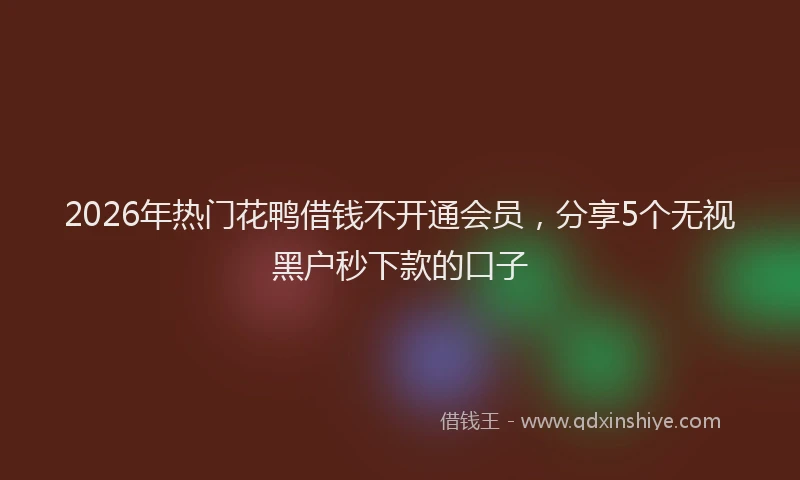 2026年热门花鸭借钱不开通会员，分享5个无视黑户秒下款的口子