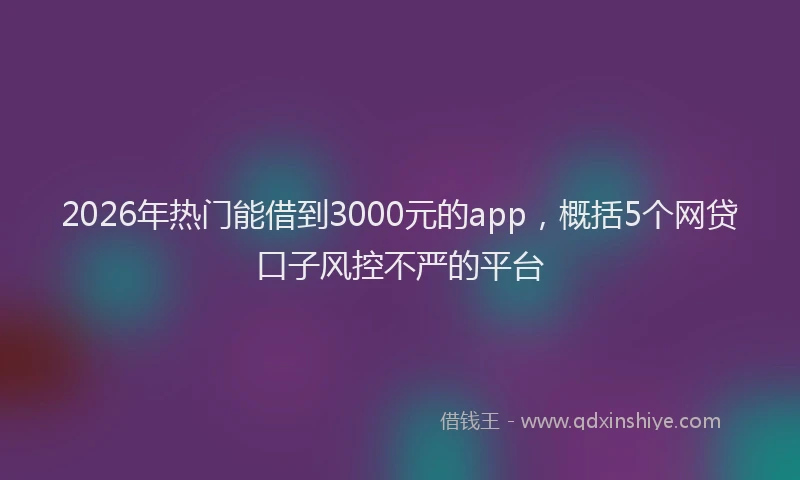 2026年热门能借到3000元的app，概括5个网贷口子风控不严的平台