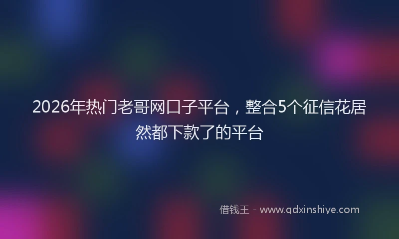 2026年热门老哥网口子平台，整合5个征信花居然都下款了的平台
