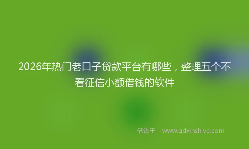 2026年热门老口子贷款平台有哪些，整理五个不看征信小额借钱的软件