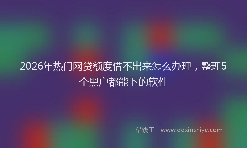 2026年热门网贷额度借不出来怎么办理，整理5个黑户都能下的软件