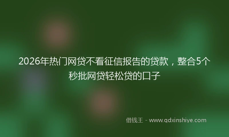 2026年热门网贷不看征信报告的贷款，整合5个秒批网贷轻松贷的口子