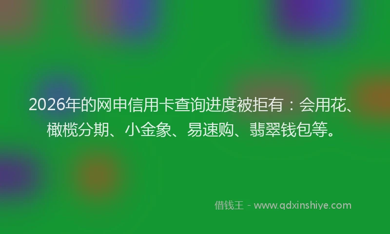 2026年的网申信用卡查询进度被拒有：会用花、橄榄分期、小金象、易速购、翡翠钱包等。