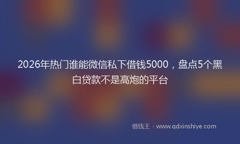 2026年热门谁能微信私下借钱5000，盘点5个黑白贷款不是高炮的平台