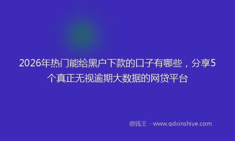 2026年热门能给黑户下款的口子有哪些，分享5个真正无视逾期大数据的网贷平台