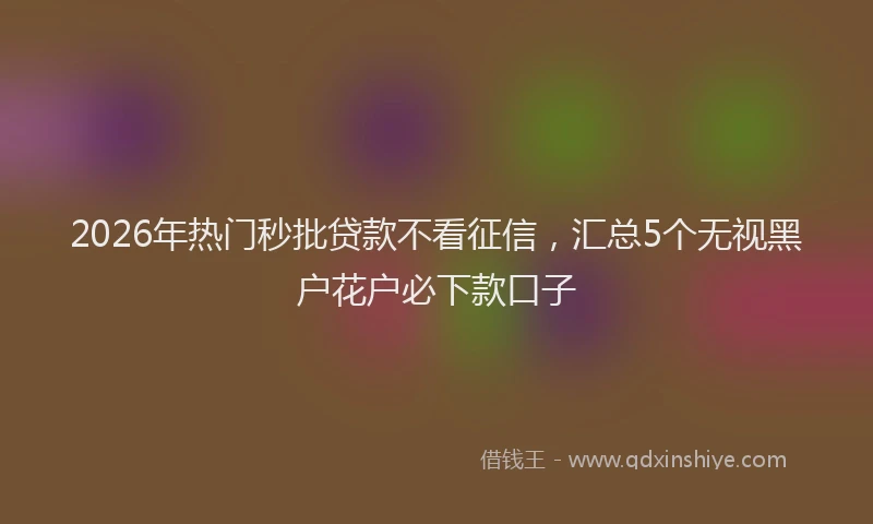 2026年热门秒批贷款不看征信，汇总5个无视黑户花户必下款口子