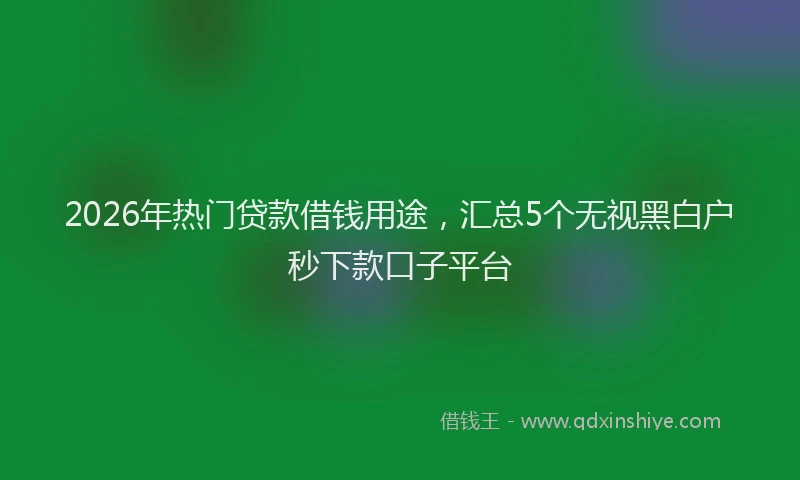 2026年热门贷款借钱用途,汇总5个无视黑白户秒下款口子平台
