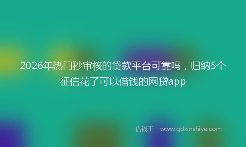 2026年热门秒审核的贷款平台可靠吗，归纳5个征信花了可以借钱的网贷app