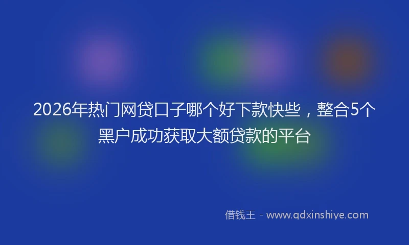 2026年热门网贷口子哪个好下款快些，整合5个黑户成功获取大额贷款的平台