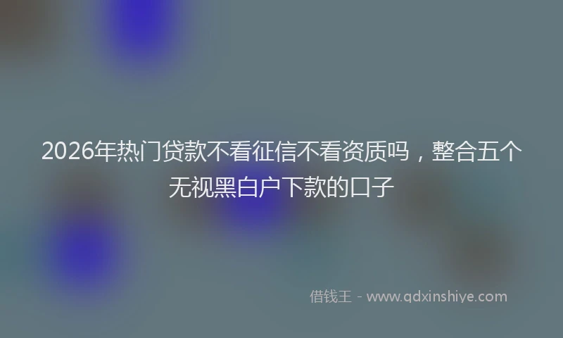 2026年热门贷款不看征信不看资质吗，整合五个无视黑白户下款的口子