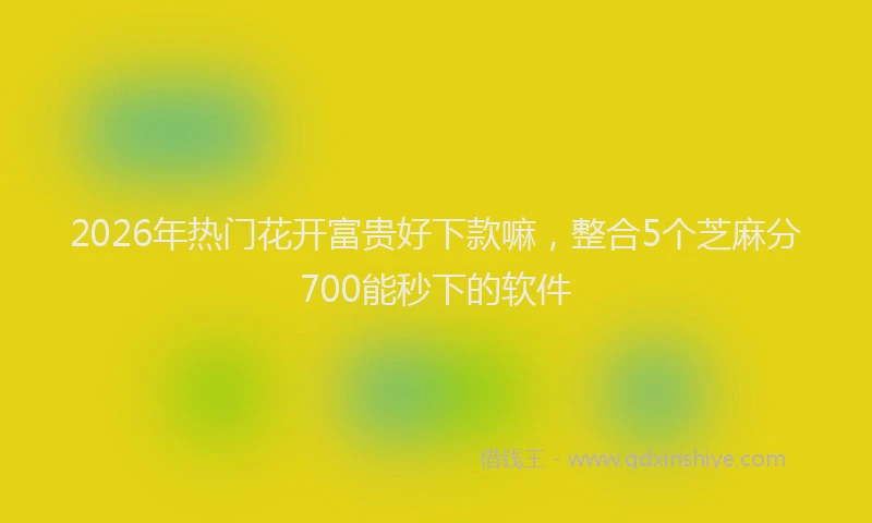 2026年热门花开富贵好下款嘛，整合5个芝麻分700能秒下的软件