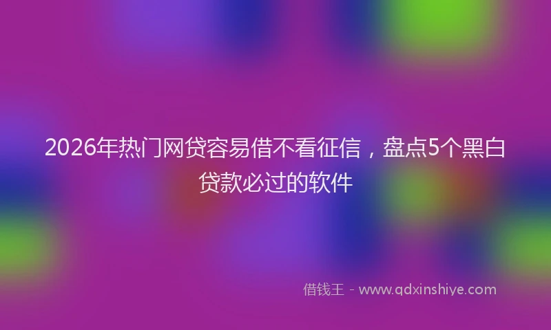2026年热门网贷容易借不看征信，盘点5个黑白贷款必过的软件