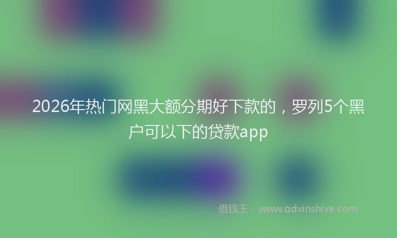 2026年热门网黑大额分期好下款的，罗列5个黑户可以下的贷款app