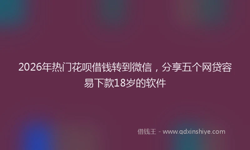 2026年热门花呗借钱转到微信，分享五个网贷容易下款18岁的软件