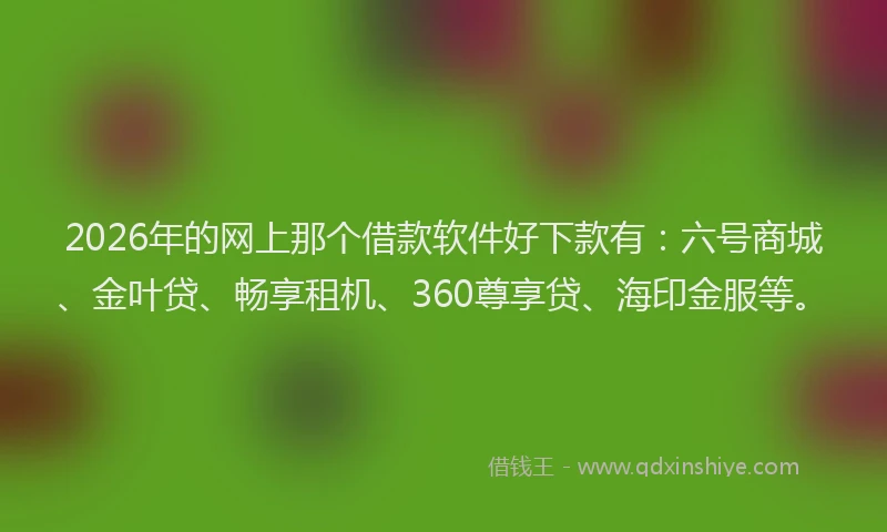 2026年的网上那个借款软件好下款有：六号商城、金叶贷、畅享租机、360尊享贷、海印金服等。