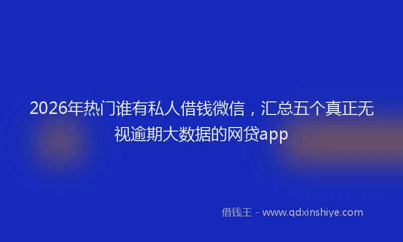 2026年热门谁有私人借钱微信，汇总五个真正无视逾期大数据的网贷app