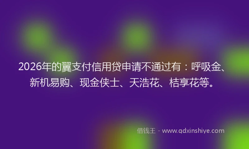 2026年的翼支付信用贷申请不通过有:呼吸金、新机易购、现金侠士、天浩花、桔享花等。