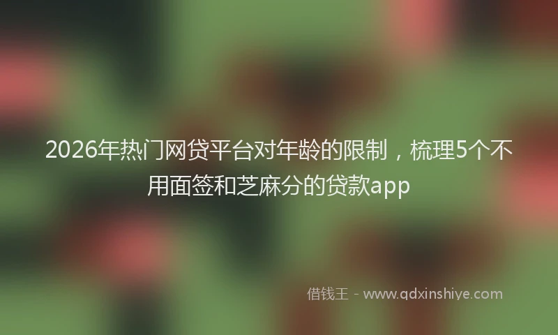 2026年热门网贷平台对年龄的限制，梳理5个不用面签和芝麻分的贷款app