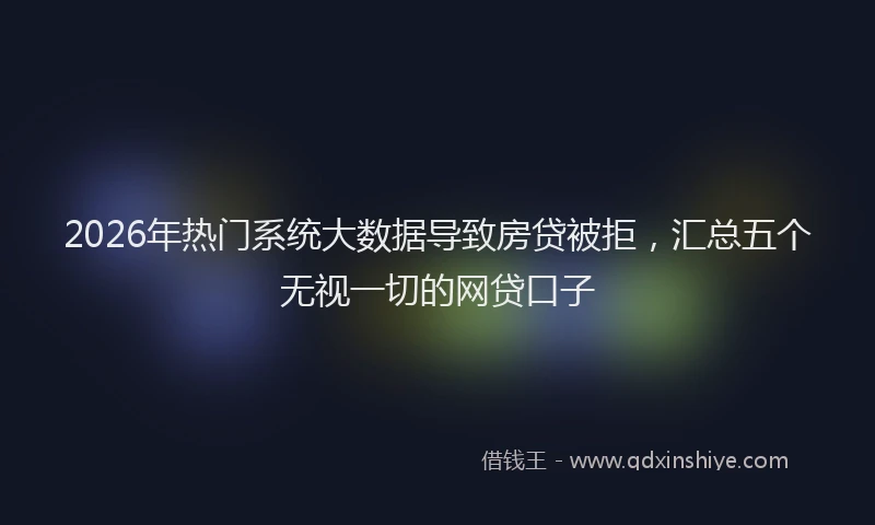 2026年热门系统大数据导致房贷被拒，汇总五个无视一切的网贷口子