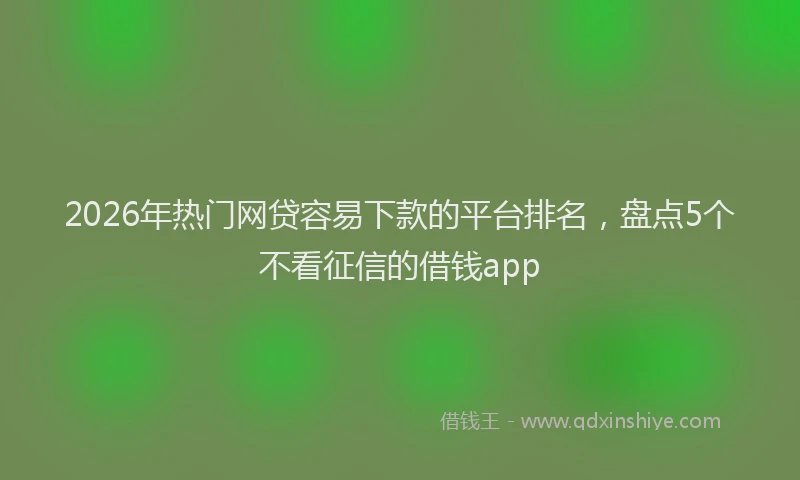 2026年热门网贷容易下款的平台排名，盘点5个不看征信的借钱app