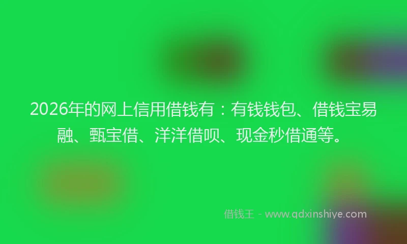 2026年的网上信用借钱有:有钱钱包、借钱宝易融、甄宝借、洋洋借呗、现金秒借通等。