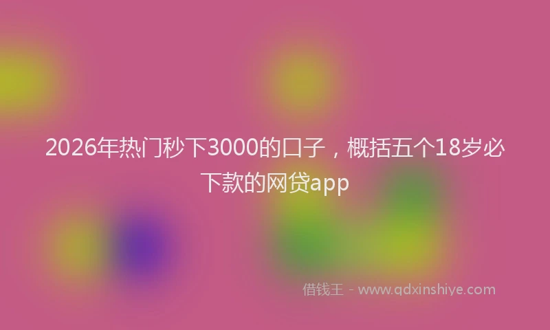 2026年热门秒下3000的口子，概括五个18岁必下款的网贷app