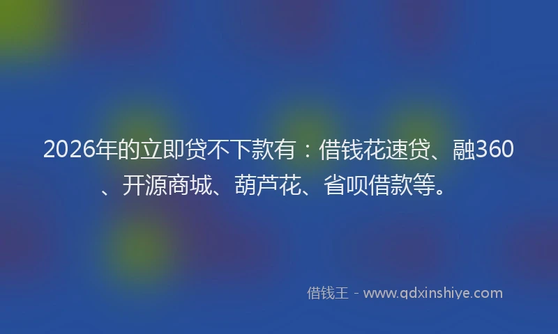 2026年的立即贷不下款有：借钱花速贷、融360、开源商城、葫芦花、省呗借款等。