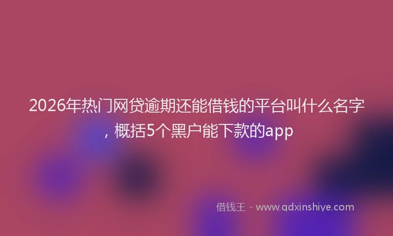 2026年热门网贷逾期还能借钱的平台叫什么名字，概括5个黑户能下款的app