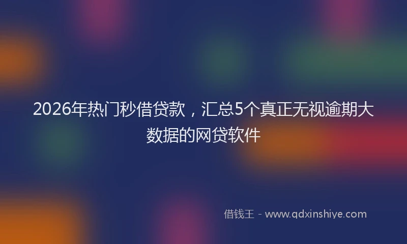 2026年热门秒借贷款，汇总5个真正无视逾期大数据的网贷软件