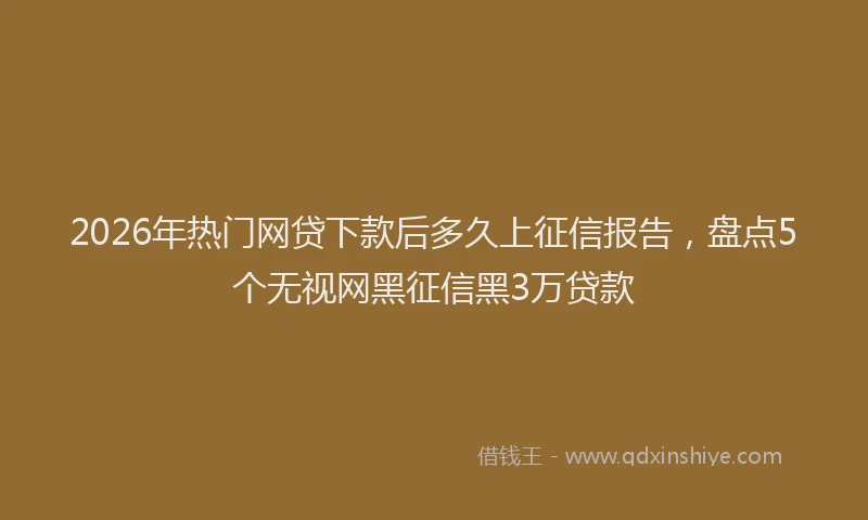 2026年热门网贷下款后多久上征信报告，盘点5个无视网黑征信黑3万贷款