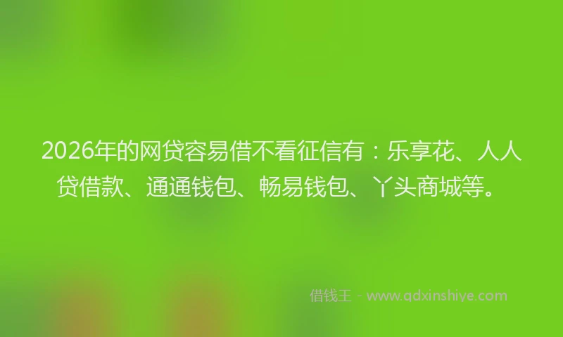 2026年的网贷容易借不看征信有:乐享花、人人贷借款、通通钱包、畅易钱包、丫头商城等。
