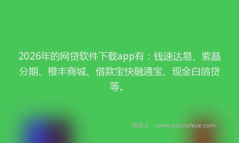 2026年的网贷软件下载app有：钱速达易、紫晶分期、橙丰商城、借款宝快融通宝、现金白鸽贷等。