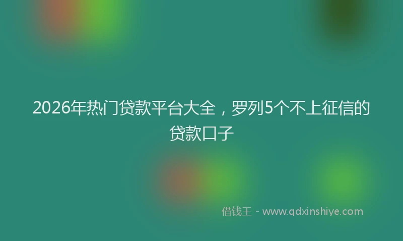 2026年热门贷款平台大全，罗列5个不上征信的贷款口子