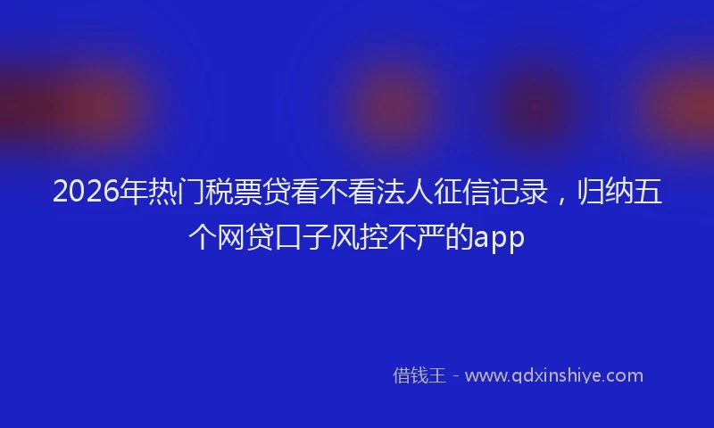 2026年热门税票贷看不看法人征信记录，归纳五个网贷口子风控不严的app