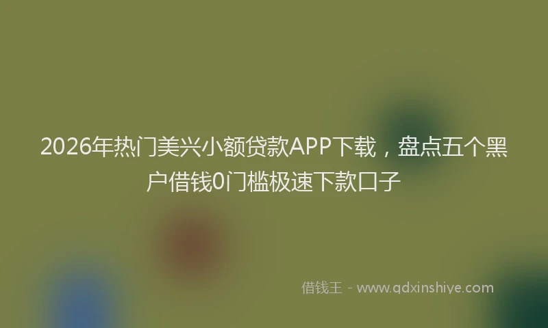 2026年热门美兴小额贷款APP下载，盘点五个黑户借钱0门槛极速下款口子