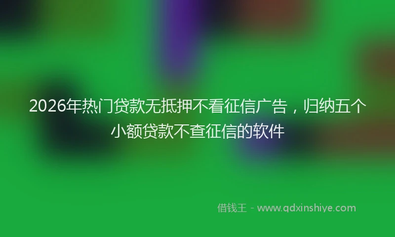 2026年热门贷款无抵押不看征信广告，归纳五个小额贷款不查征信的软件