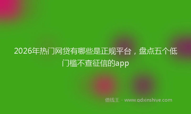 2026年热门网贷有哪些是正规平台，盘点五个低门槛不查征信的app