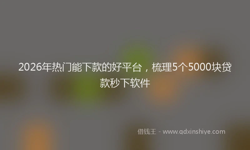 2026年热门能下款的好平台，梳理5个5000块贷款秒下软件