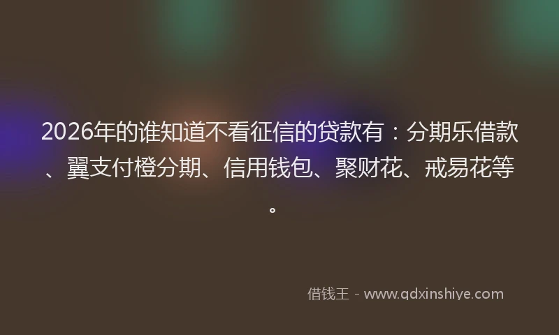 2026年的谁知道不看征信的贷款有：分期乐借款、翼支付橙分期、信用钱包、聚财花、戒易花等。