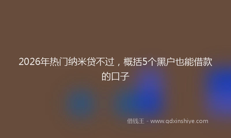 2026年热门纳米贷不过，概括5个黑户也能借款的口子