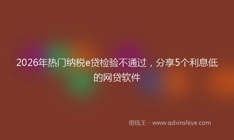 2026年热门纳税e贷检验不通过，分享5个利息低的网贷软件