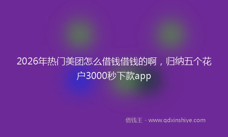 2026年热门美团怎么借钱借钱的啊，归纳五个花户3000秒下款app