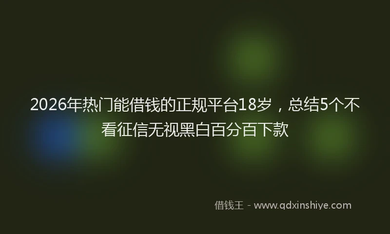 2026年热门能借钱的正规平台18岁，总结5个不看征信无视黑白百分百下款