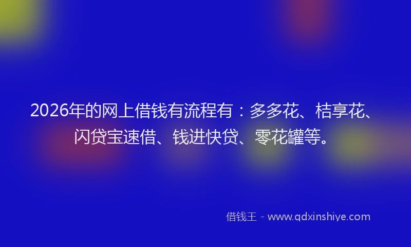 2026年的网上借钱有流程有：多多花、桔享花、闪贷宝速借、钱进快贷、零花罐等。